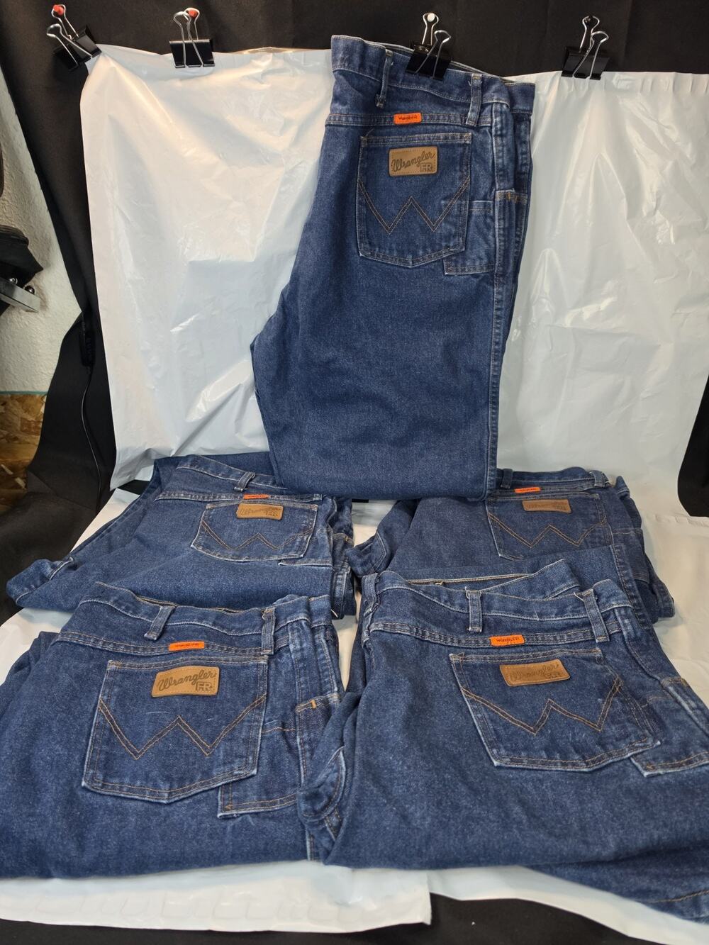 Bundle Of 5 Mens Wrangler FR Dark Blue Jeans Pants Sz 44x 32NWOT Flame Resistant